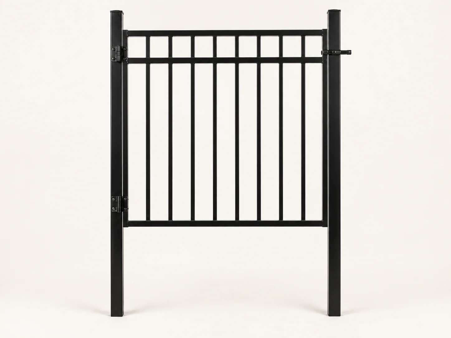 5 ft Flat-Top Gate Kit — Black, front view with posts