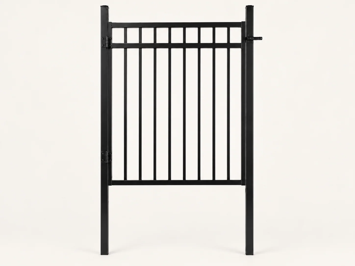 6 ft Flat-Top Gate Kit — Black, front view with posts